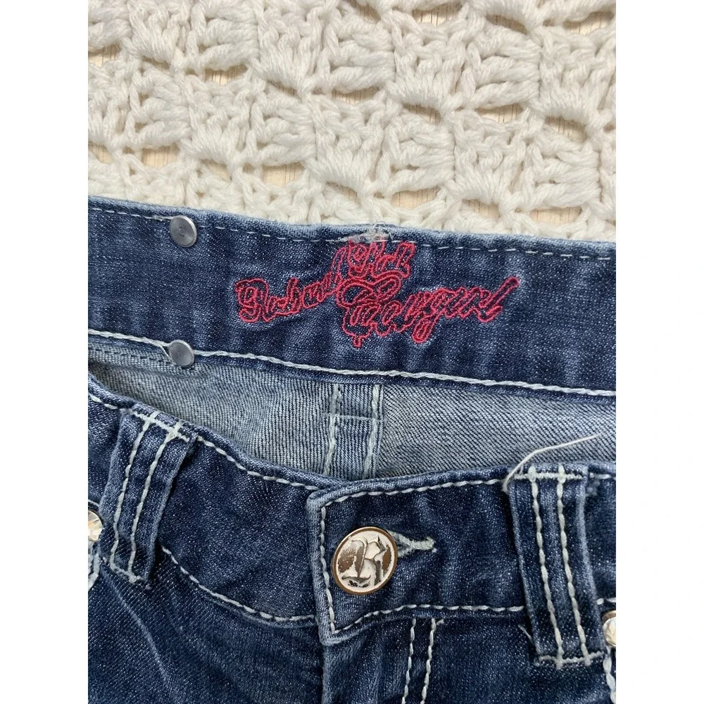 Rock and Roll Cowgirl Women Jeans 26x32Approx‎ 28x31 Blue Denim Low Rise Bootcut - Picture 6 of 12